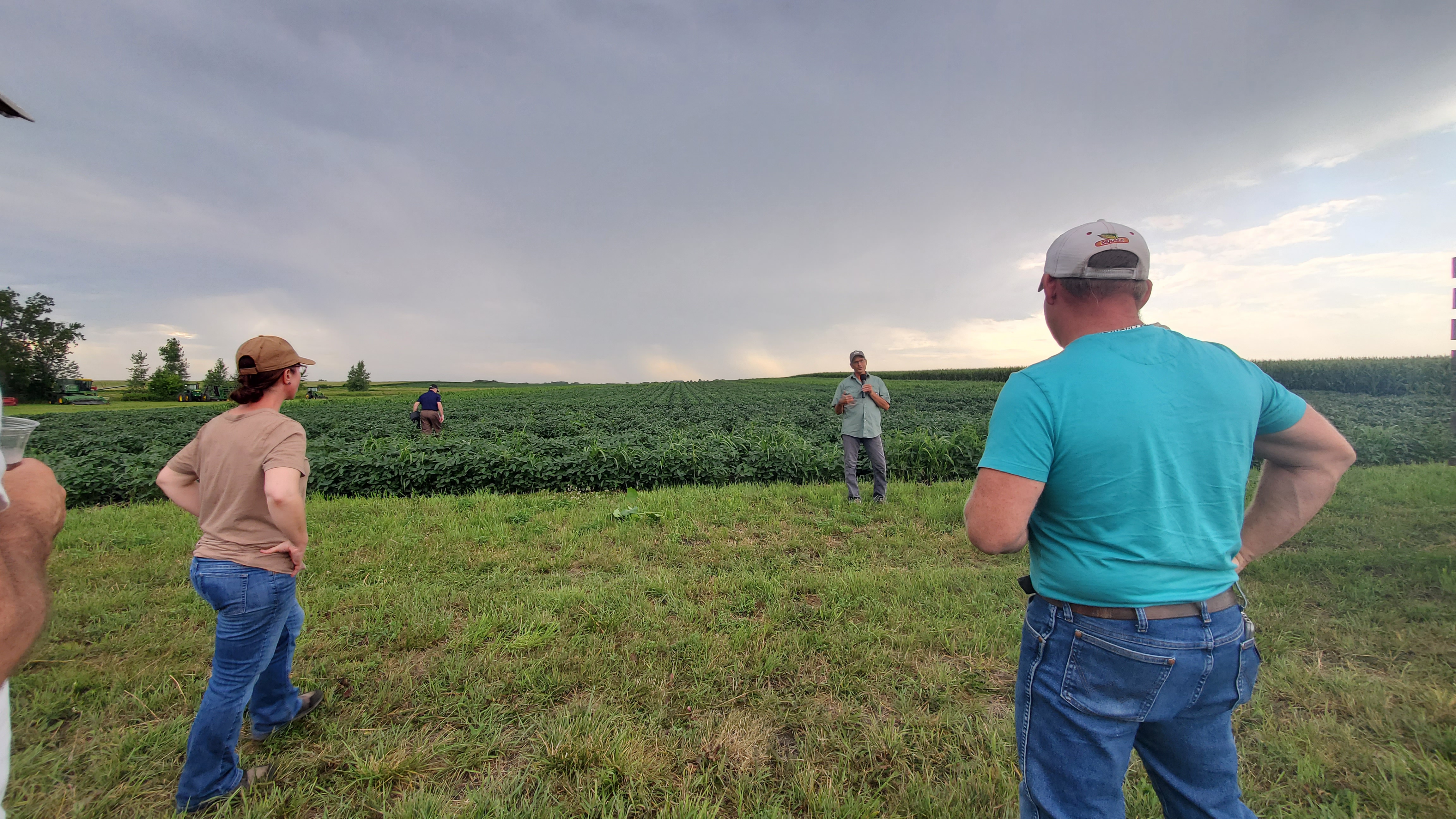 Farmer presenting to other farmers during a field learning day